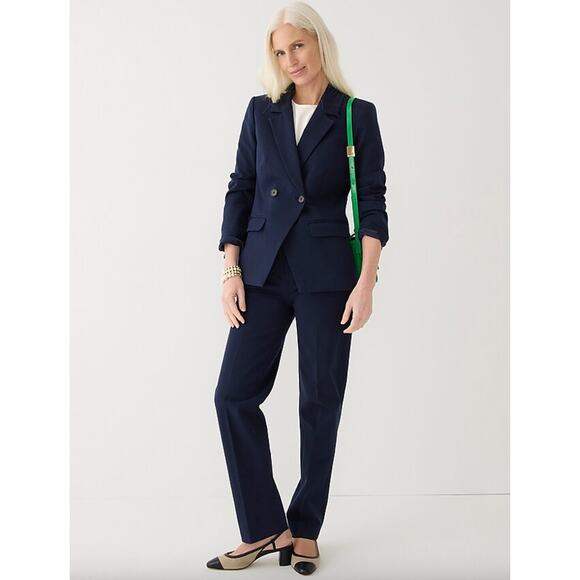 J.Crew Devon Blazer Jacket Bi Stretch Cotton Blend Classic Office Navy US 4 NWT - Picture 4 of 14